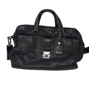 TUMI The Briefcase Pebble Leather Laptop Bag Shoulder Buckle Strap